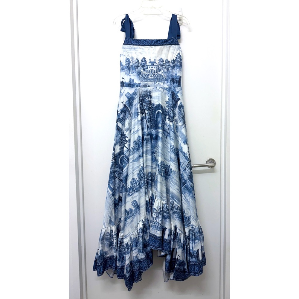 Alice + Olivia Rosalee Chateau Toile de Jouy Maxi Dress Blue Floral Bustier 10 - Picture 2 of 16